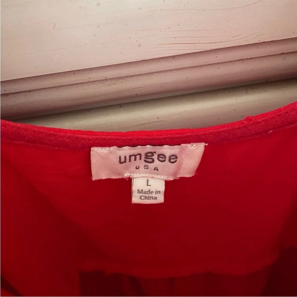 Umgee Red Linen Top - Picture 3 of 4